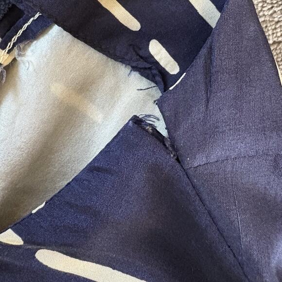 Vintage 80s Elizabeth Arden Navy Blue & White Silk Long Sleeve Midi Dress Sz 12 - Picture 10 of 16